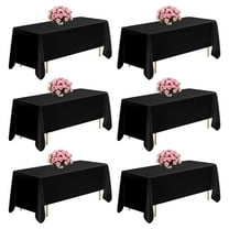 VEVOR Black Tablecloths for Rectangle Tables, 6 Pack, 70 x 120 Inches, Reusable and Machine Washable Table Clothes, Wrinkle-Resistant Polyester Fabric Table Covers for Wedding, Party, Banquet