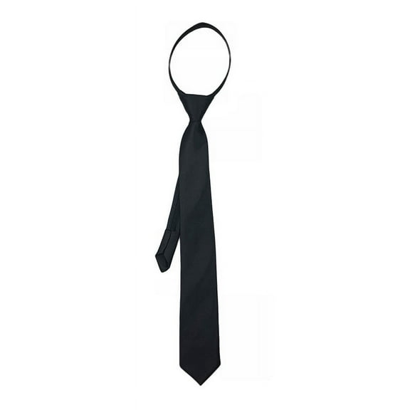 Kid's Tie, Solid Color Business Zipper Ties, Black, 38cm