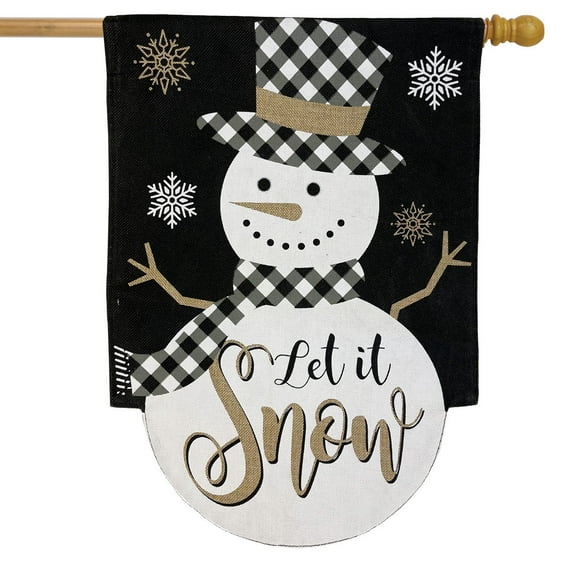 Briarwood Lane Checkered Snowman Burlap Winter House Flag