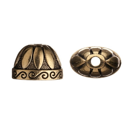 - Oval Cone With Marquis And Paisley Lines Antique Copper-Plated Bead Cap/Cord End Fits 19-21mm Beads 19x14mm Sold per pkg of 4pcs per pack