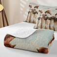 thumbnail image 4 of Manfei Farmhouse Cows Twin Quilt Set 2 Pieces,Rustic Animal Twin Coverlet Set,White Brown Blue,1 Bedspread and 1 Pillowcase, 4 of 7