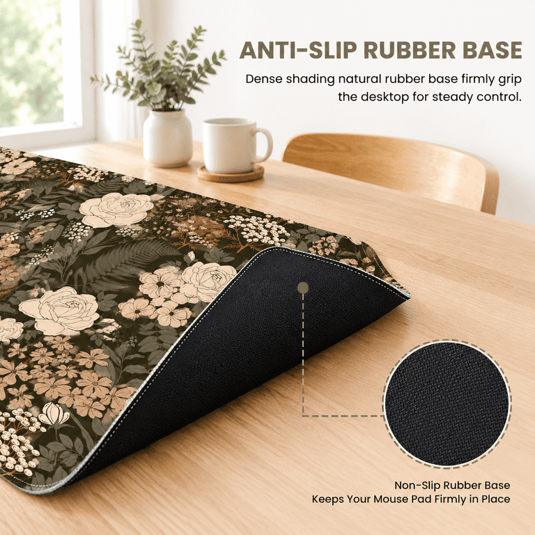 Aesthetic Desk Mat Cute Rose Pad Protector For Work & Decor 31.5