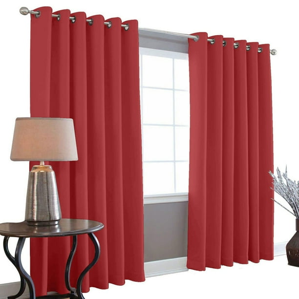 Cortinas Blackout MELOCOTTON HOGAR 275cm Ancho X 215cm De Largo 2 Paneles 100% Microfibra Poliéster ROJO