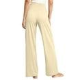 thumbnail image 4 of Bjutir Yoga Pants Women Wide Leg High Waist Sweatpants With Pockets Solid Stretch Casual Long Pants Leggings Joggers Beige M, 4 of 4