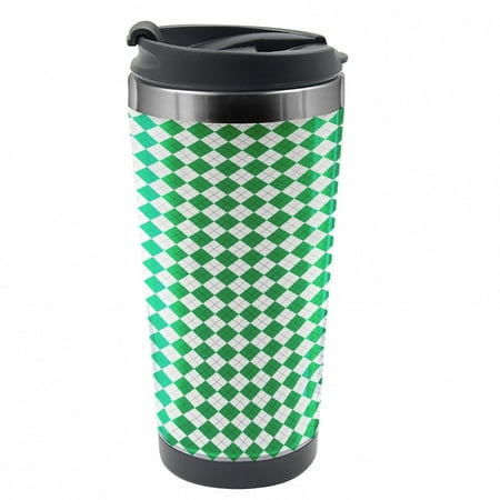 

Abstract Geometry Travel Mug Argyle Like Items Steel Thermal Cup 16 oz by Ambesonne