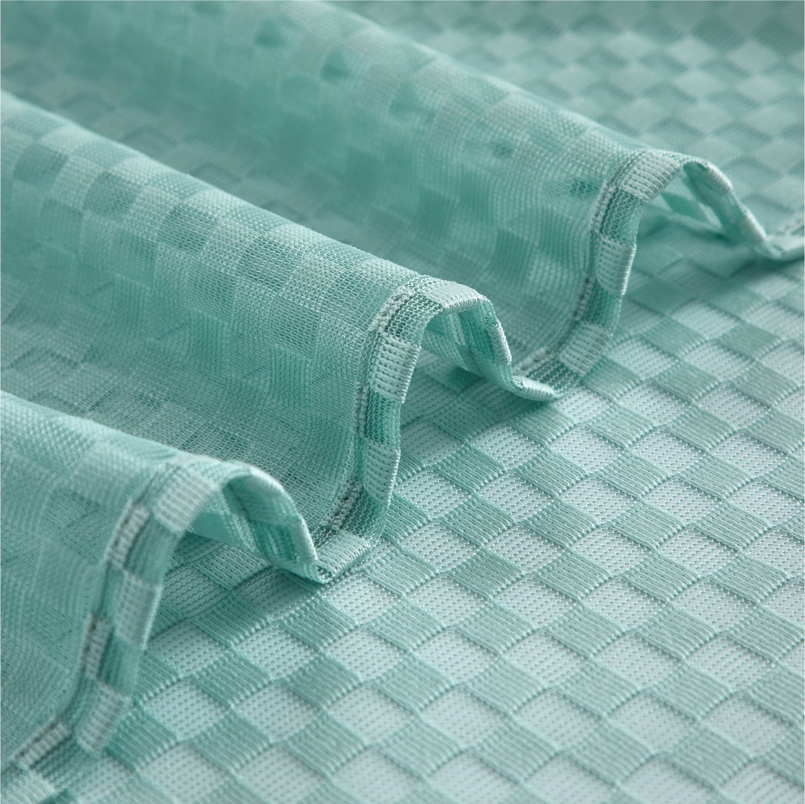 Urban Shop 38" x 84" Sheer Light-Filtering Single Curtain Panel, Aqua Colorblock