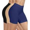 thumbnail image 1 of 3 Pack Slip Shorts Womens Comfortable Seamless Smooth Shapewear Slip Shorts for Under Dresses, 1 of 6