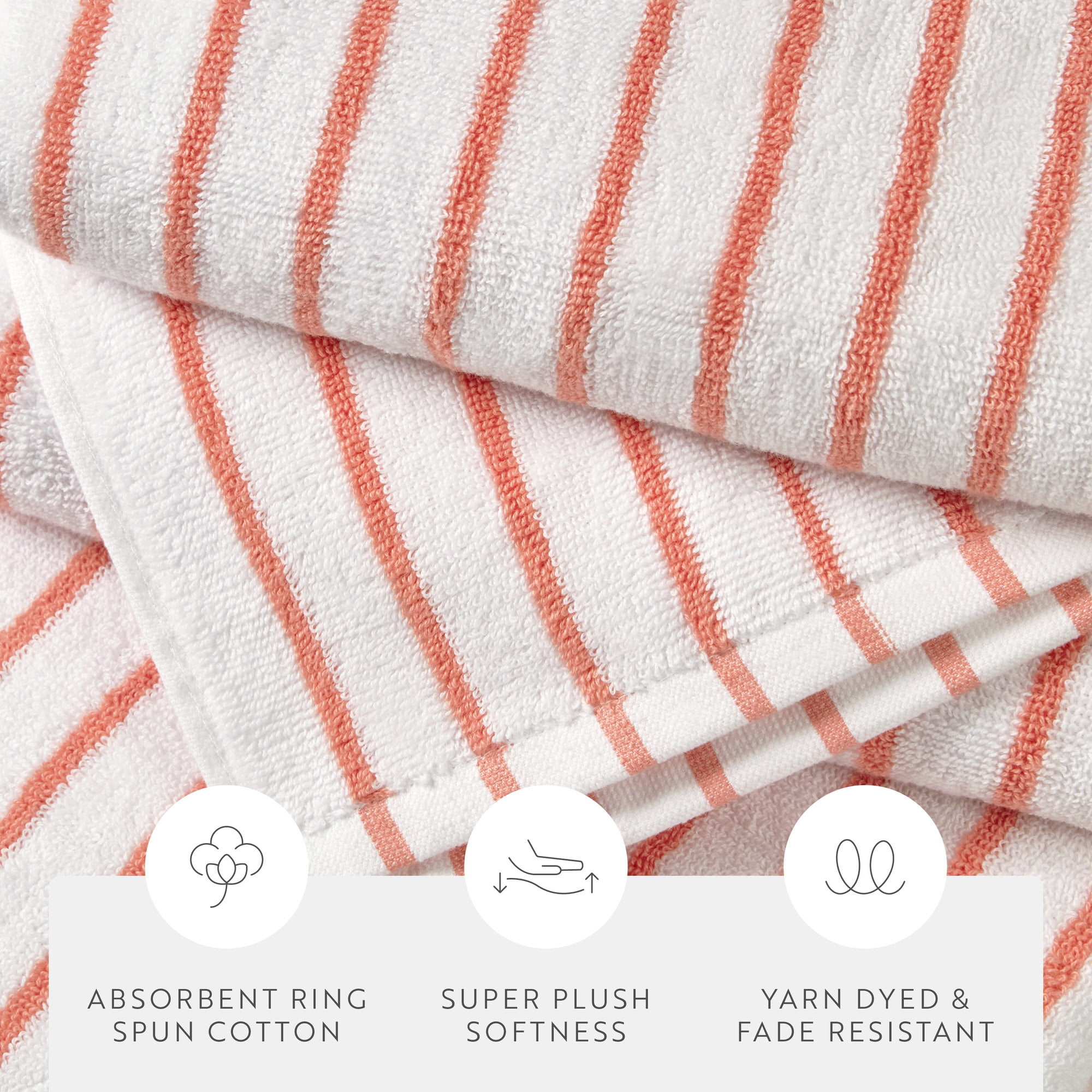 Comfort Canopy - Cabana Stripe Beach Pool Towels - Oversized 100% Ring Spun Cotton, Ultra Soft, Plush and Highly Absorbent, 35 x 65