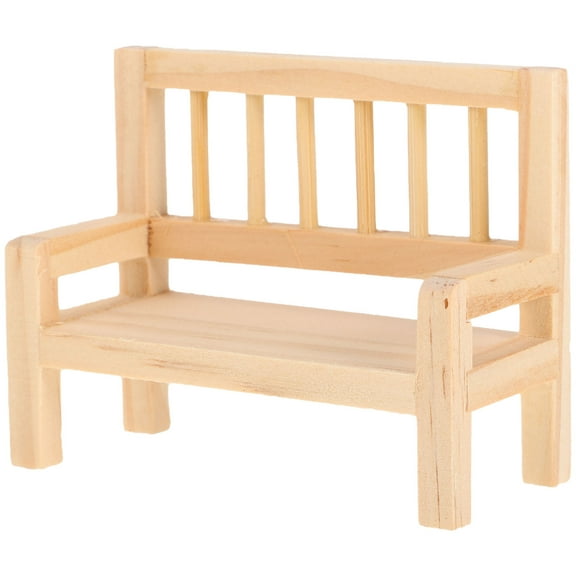 DINHEAROM Wooden Rectangular Mini Bench Figurine Khaki 1Pcs 3.1x2.5x1.4in