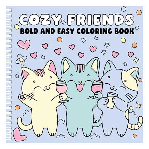 Cozy Friends Bold and Easy Coloring Book (Spiral Hardcover): Cute Animal Companions, Big Bold Lines & Simple Heartwarming Designs for Relaxing Coloring