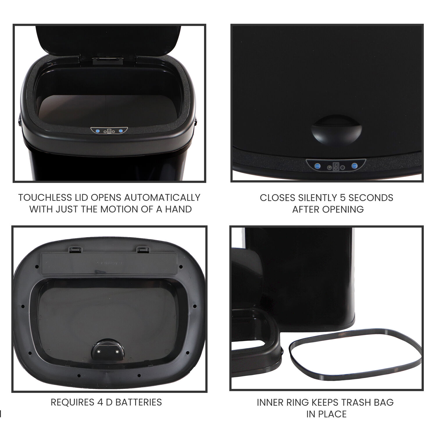 Hanover Hands Free Trash Can Garbage Bin, Fingerprint resistant, 50 Liter/13.2 Gallon