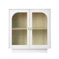 thumbnail image 5 of GZXS Contemporary 2-Door Storage Cabinet with Transparent Acrylic Doors and Gold Metal Handles, White Wooden Buffet Cupboard for Dining/Living Room, 31.1"L x 13.78"W x 31.61"H, 5 of 8