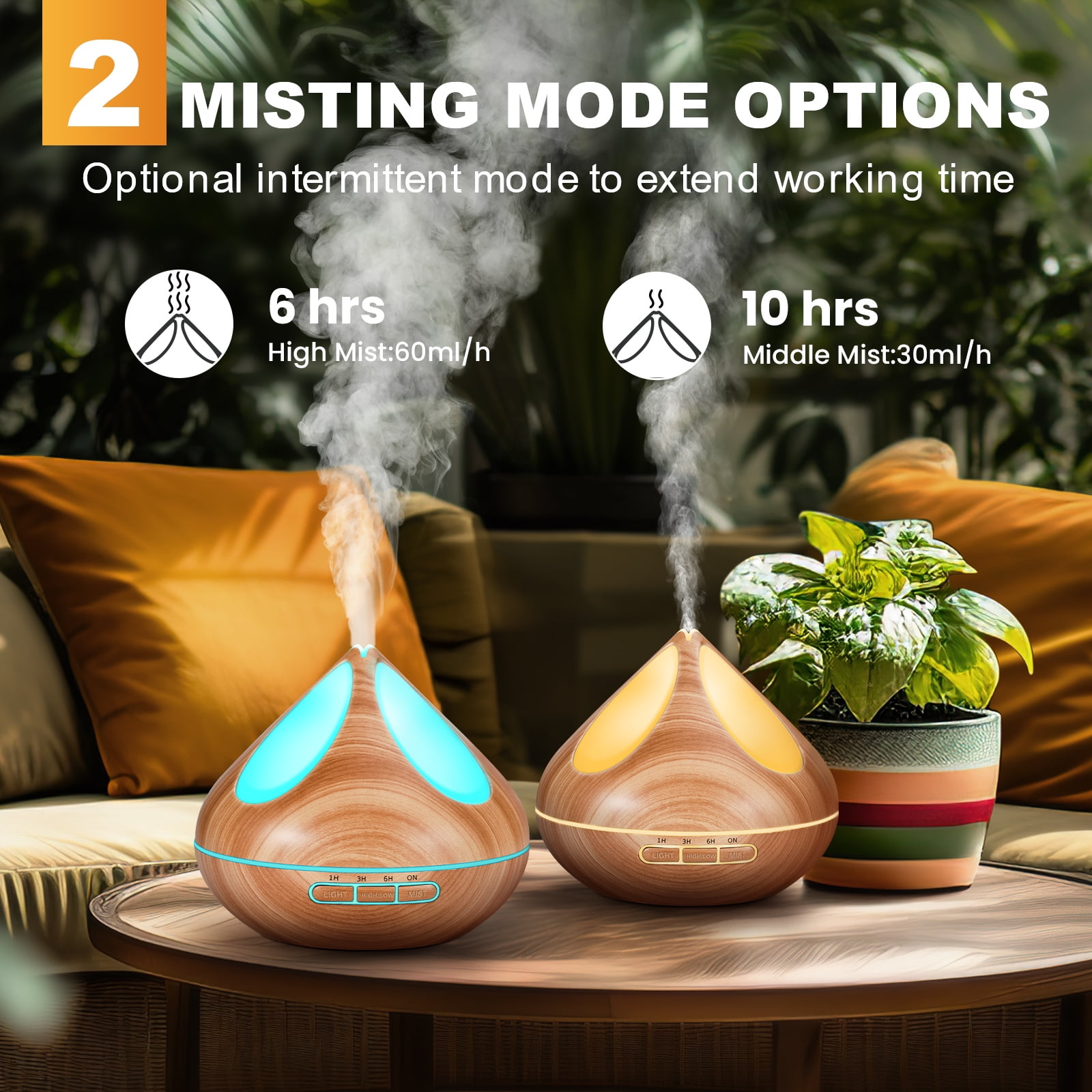 Noahstrong 500ml Essential Oil Diffuser with 8*10ml Essential Oils Set, Woodgrain Aromatherapy Oil Diffusers with Remote Control, Fragrance  Air Humidifier Vaporizer for Large Room Bedroom Office