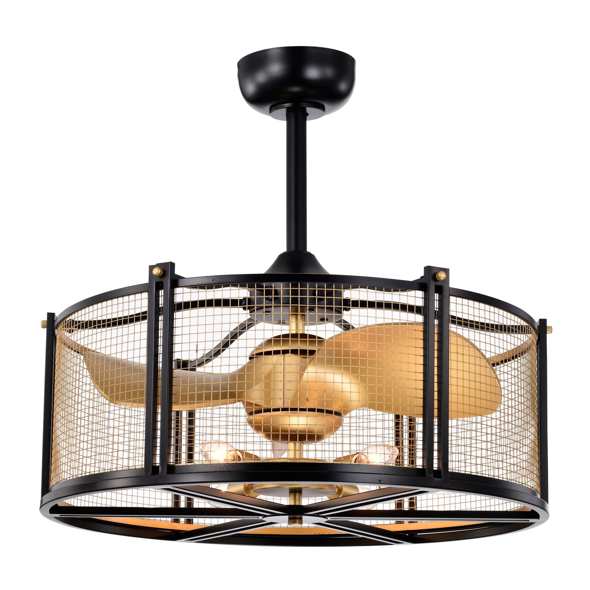 Bailey 25.2 in. 6-Light Indoor Matte Black and Gold Finish Ceiling Fan with Light Kit and Remote