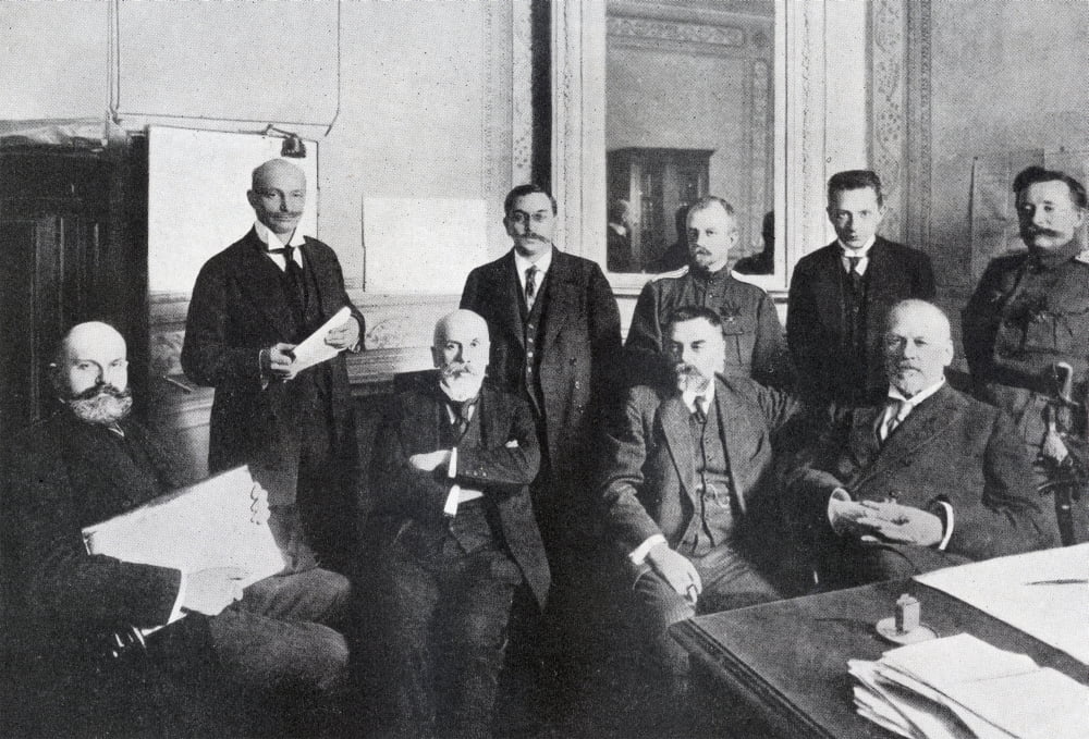 Mikhail Vladimirovich Rodzianko 1859 - 1924 Seated Right With Other Leaders Of The Russian Revolution He Was President Of The Duma At The Time Of The Revolution From The Year 1917 Illustrated Publishe