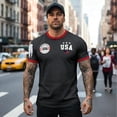 thumbnail image 6 of 250 Anniversary USA Shirt Mens Crewneck Pullover Tops Men's Tshirts Shirts Short Sleeve T Shirts America Crew Neck Tee USA 250th Anniversary Mens Tops Black XXXXL, 6 of 6