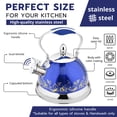 thumbnail image 3 of HausRoland Stainless Steel Whistling Kettle 3.7 Qt (3.5 L) Stovetop Kettle with Ergonomic Handle Tea Kettle for Stove Top, Blue, 3 of 4