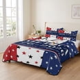 thumbnail image 2 of Queen Quilt Set 90''x96'', America Flag Lightweight Summer Bedspread Coverlet Set with 2 Pillow Shams, Red Blue White Star Independence Day Breathable All Season Quilt Bedding for Bedroom/Guest Room, 2 of 9