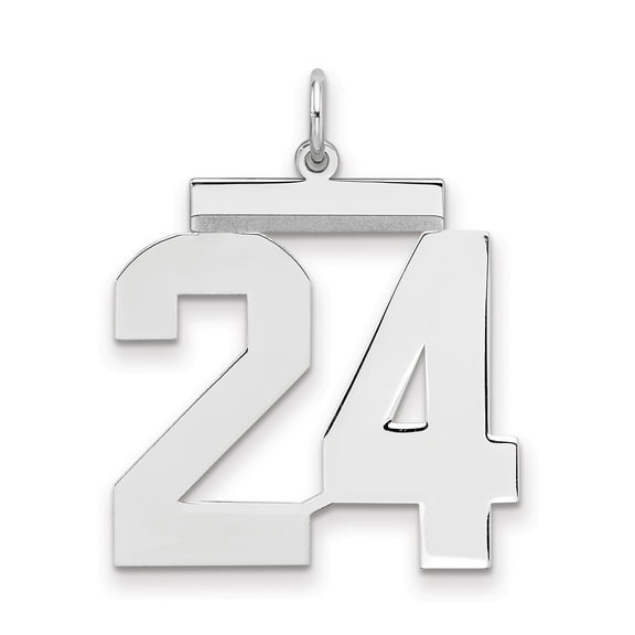 Sterling Silver Number 24 Pendant Necklace for Men and Women, Bold Sports Jersey Charm, Unisex Commemorative Jewelry, Numeric Athlete Style Accessory