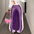 thumbnail image 6 of Dweltoz Baggy Sweatpants for Women Elastic Waist Color Block Straight Leg Pants Athletic Loose Stretchy Y2k Joggers,Purple L, 6 of 6