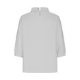 thumbnail image 4 of tklpehg Fall Womens Tops Crew Neck Retro Tops Going Out Tops Womens Clothes Solid Color 3/4 Sleeve Tops Comfortable Fall Clothes Leisure Blouses Pullover White M, 4 of 5