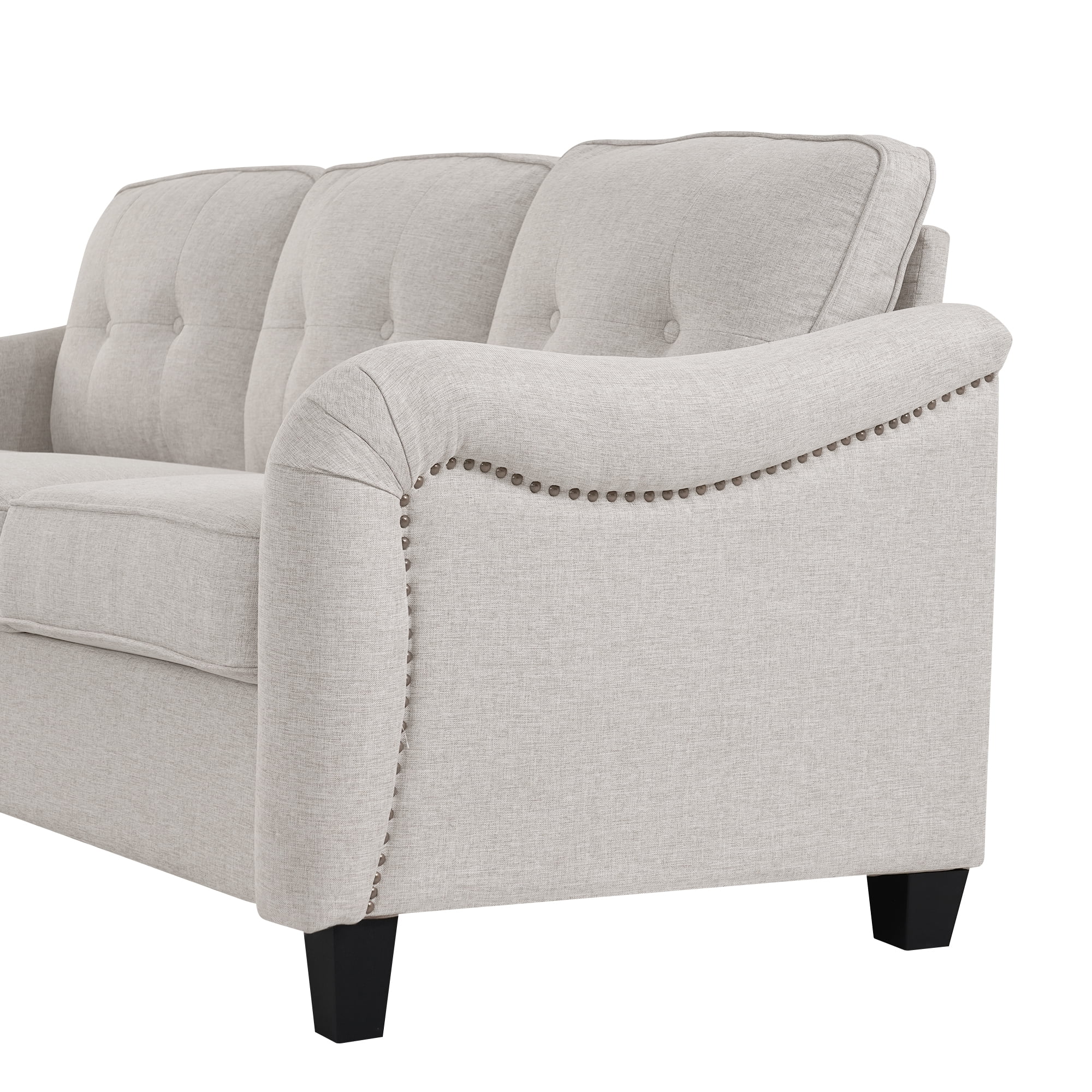 Aukfa 3 Piece Sectional Sofa Set for Living Room, Upholstered Modular Couch with 3-Seat Sofa, Loveseat & Accent Chair, Comfortable Furniture Set for Home/Apartment, Beige