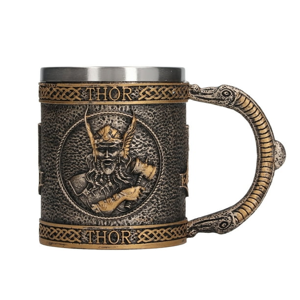 Taza con revestimiento de acero inoxidable, taza con revestimiento de acero inoxidable, taza de cerveza, taza medieval impulsada por el rendimiento