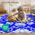 thumbnail image 4 of ODIKA 9'x12' Washable Area Rug Non-Shedding, Easy Care Porcelain Lotus Scrolling Vine Border Pagoda Chinoiserie Toile Refined for Master Suite, California King, Under Bed, 4 of 7