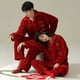 thumbnail image 2 of Pijamas de Navidad para pareja, cárdigan rojo grande de la suerte con botones, ropa de dormir de franela de manga larga para hombre y mujer, ropa de casa Sexy para mujer, 2 of 4