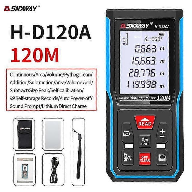 Laser Rangefinder Rechargeable High Precision 50M Laser Distance Meter Tape Measure Electronic Level Range Finder Tester