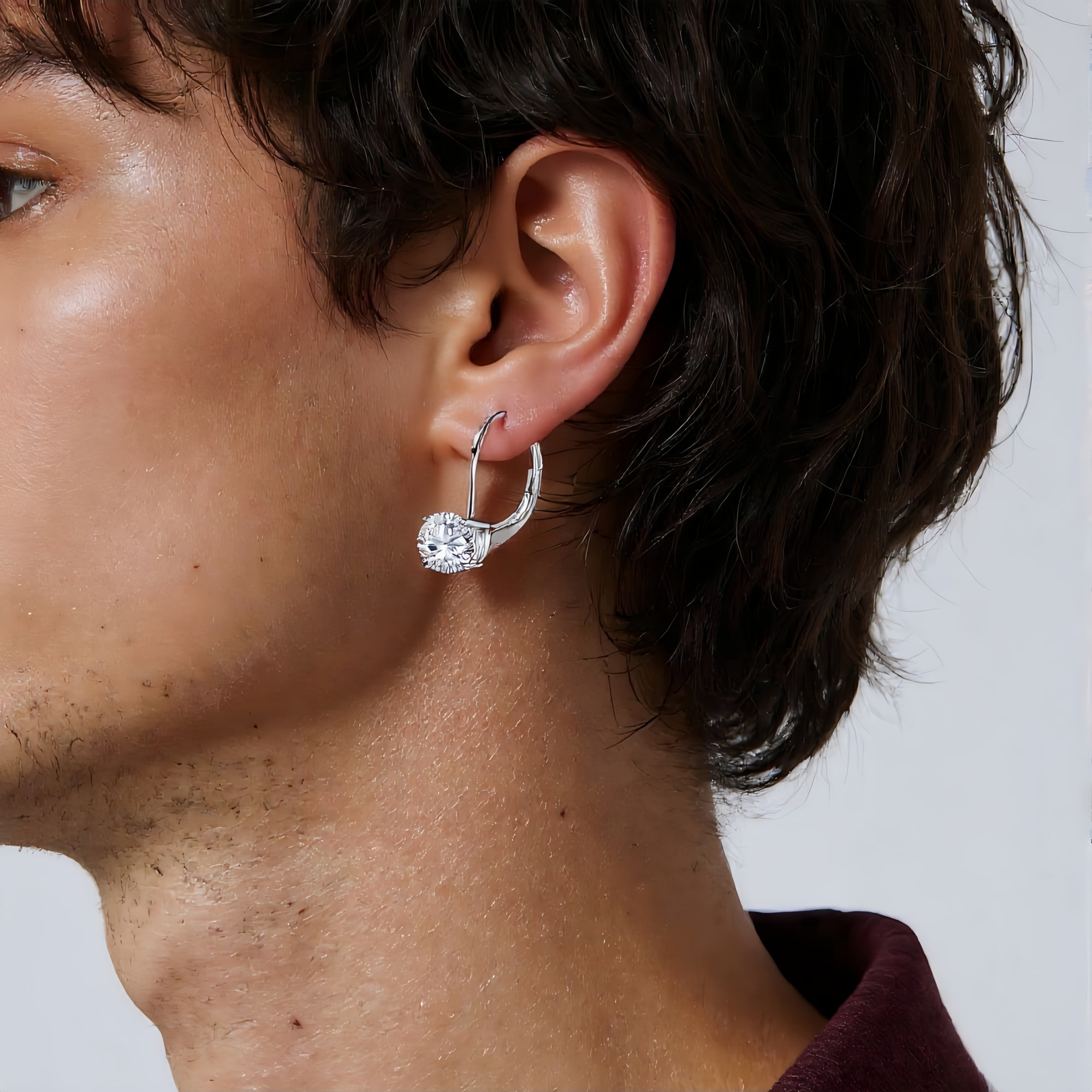 925 Sterling Silver Earrings for Women Men,14K Gold Plated Sterling Silver Dangle Earrings,1.0ct-2.0ct D Color Brilliant Round Cut Lab Moissanite Diamond Earring Gifts for Mom