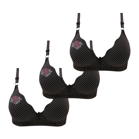 Penkiiy Womens 3 Pack Sports Bras No Underwire Push up Comfy Bra Solid Color Seamless Plus Size Sleep Bra Top Everyday Black