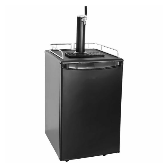 Beer Kegerator Single Tap Draft Beer Dispenser - Full Size Keg Refrigerator w/CO2, Drip Tray & Rail - 32-50°F - Holds 1/6, 1/4, 1/2 Barrels - Black