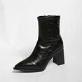 thumbnail image 6 of Tawop Womens Boots Chunky Heel Winter Pointy Toe Fall Black Boots Combat, 6 of 9