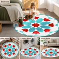 thumbnail image 5 of Round Rugs 5Ft, Boho Geometric Round Area Rug Washable Indoor Throw Carpet, Turquoise Red Ethnic Tribal Abstract Pattern Soft Non Slip Circle Rug for Cabinet Bathroom Home Decor Aesthetic, 5 of 8