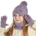thumbnail image 3 of Sentuca Kids Hats for Girls Knit Beanies Warm Winter Hats Gloves and Scarves 3 Piece Outfit Sets, 3 of 3