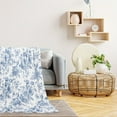 thumbnail image 5 of Cozy Vintage Blue Floral Fleece Throw Blanket Soft Tear-Resistant & Stain-Proof Perfect for Couch Sofa Bed Office and Travel All-Season Comfort, 5 of 7