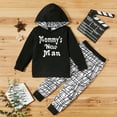 thumbnail image 4 of Kucnuzki 18 Months Baby Boy Winter Outfits Pants Sets 24 Months Long Sleeve Letter Prints Hooded Tops Elastic Carton Prints Pants 2PCS Set Black, 4 of 7