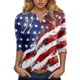 thumbnail image 2 of vigerkar 4th of July Outfits for Women American Flag Stars and Stripes Print V Neck 3/4 Sleeve T Shirts Ladies Patriotic Tops (Red, S), 2 of 6