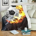Custom Blanket with Name Text,Personalized Soccer Fire Water Super Soft