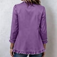 thumbnail image 2 of Womens Long Sleeve Ruffle Button Front Cardigan Jacket Lightweight Open Front Layered Top Structured Collar Casual Outerwear Fall Jackets for Women, 2 of 7