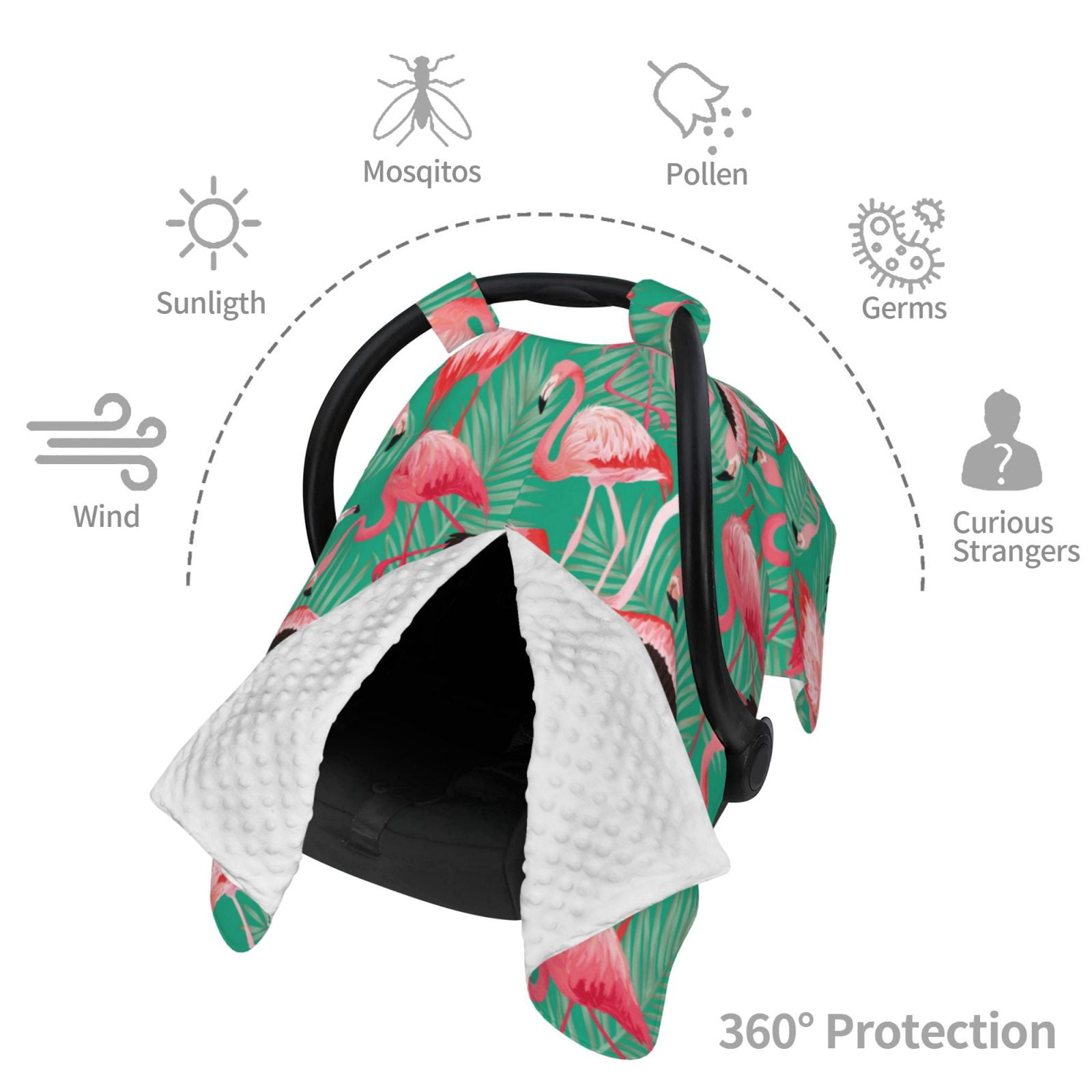 Car Seat Cover Baby - Tropical Flamingo A Breathable Infant Car Seat Cover for Baby Carseat, Lightweight Comfort Baby Essentials Must Haves Newborn Stuff for Girl Boy