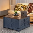 thumbnail image 4 of 3 Pcs Farmhouse Coffee Table Sets, Large End Side Tables with Charging Station & Coffee Table with Hidden Storage Space, Blue Living Room Table Set, Wood Furniture Set for Living Room, 4 of 9