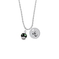 thumbnail image 2 of Delight Jewelry Silvertone Lime Green Dots on Black Spinner Silvertone Script Initial Disc - E - Charm Necklace, 20"+3", 2 of 4