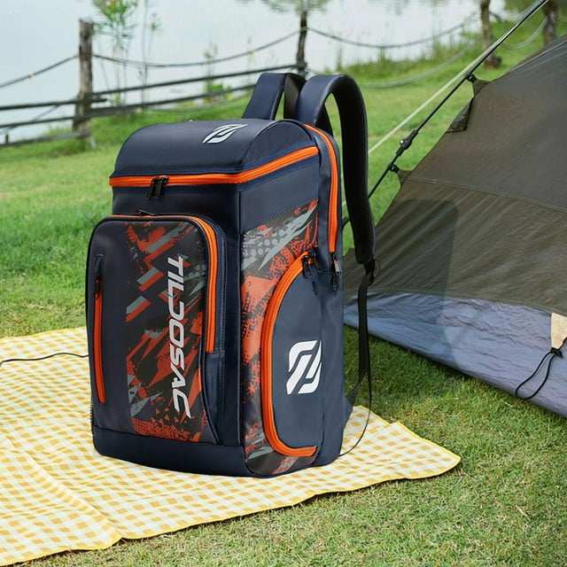 Colaxi Sac à Dos de Tennis Rangement de Raquette Sac de Jour Polyvalent Résistant à l'Eau Grande Capacité Sac à Dos de Pickleball Sac de Badminton Bleu Orange