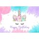thumbnail image 1 of Fondo de fotografía de unicornio para niña, decoración de fiesta de cumpleaños, arcoíris, Floral, Princesa, foto de fondo, pancarta de cumpleaños para Baby Shower, 1 of 4