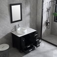 thumbnail image 2 of Wonline 36 inch Bathroom Vanity Wood Cabinet Double Circular Ceramic Vessel Sink Round Above Counter Bowl Bathroom Cabinet W/ Mirror Black, 2 of 7