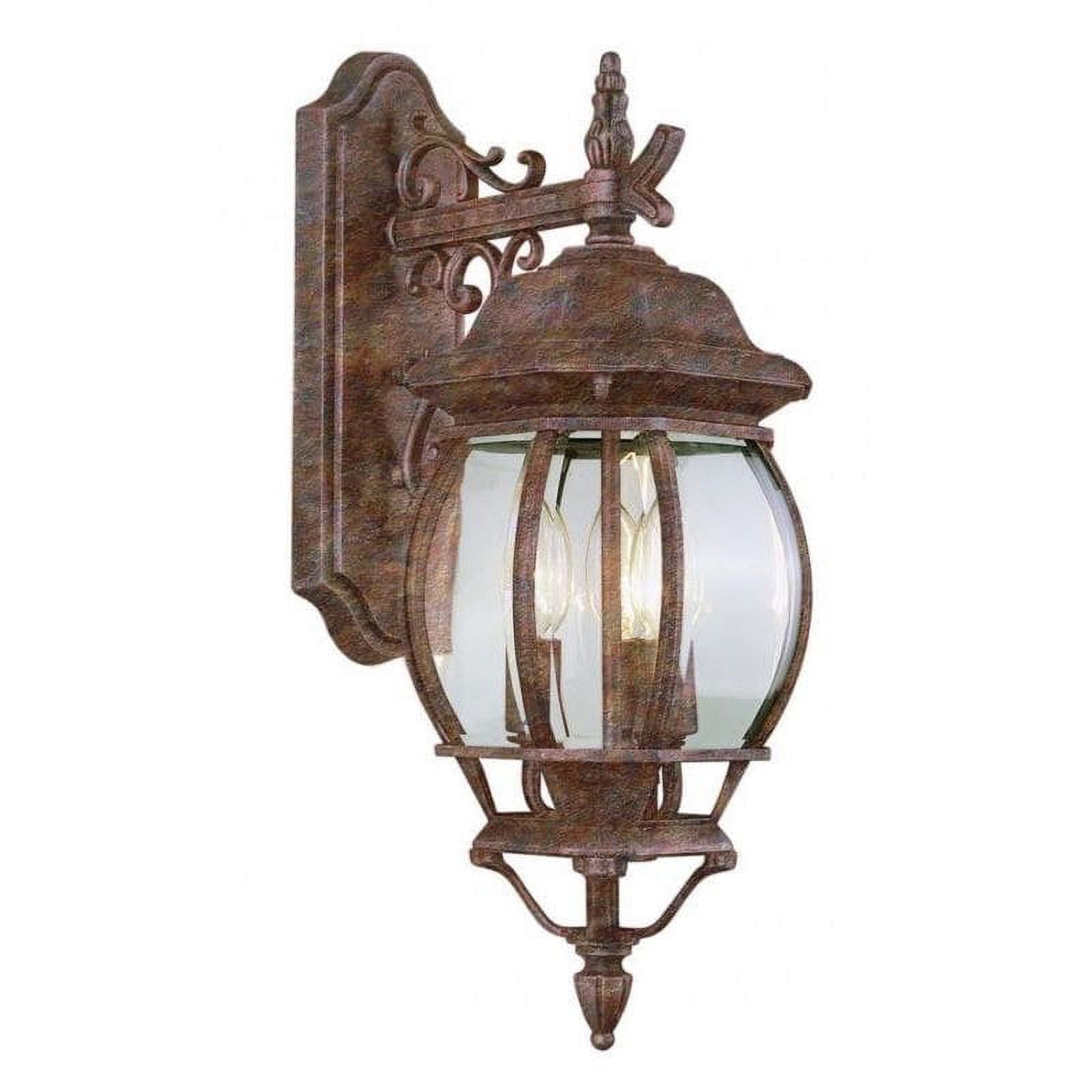 Bel Air Lighting Francisco 21 in. 3-Light Rust Lantern Outdoor Wall Light Fixture with Clear Glass - image 2 of 2