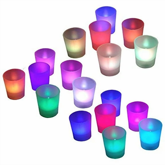18Pc Battery Operated Flickering Multicolor Led Tealights Votive Tea Lights F...