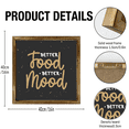 thumbnail image 2 of Eveokoki Kitchen Sign with Rustic Wood Frame 16x16 Inch, Better food mood , Kitchen Decor , Farmhouse Kitchen Decor , Kitchen Decorations Wall Sign , Dining Room Wall Decor Sign, 2 of 5